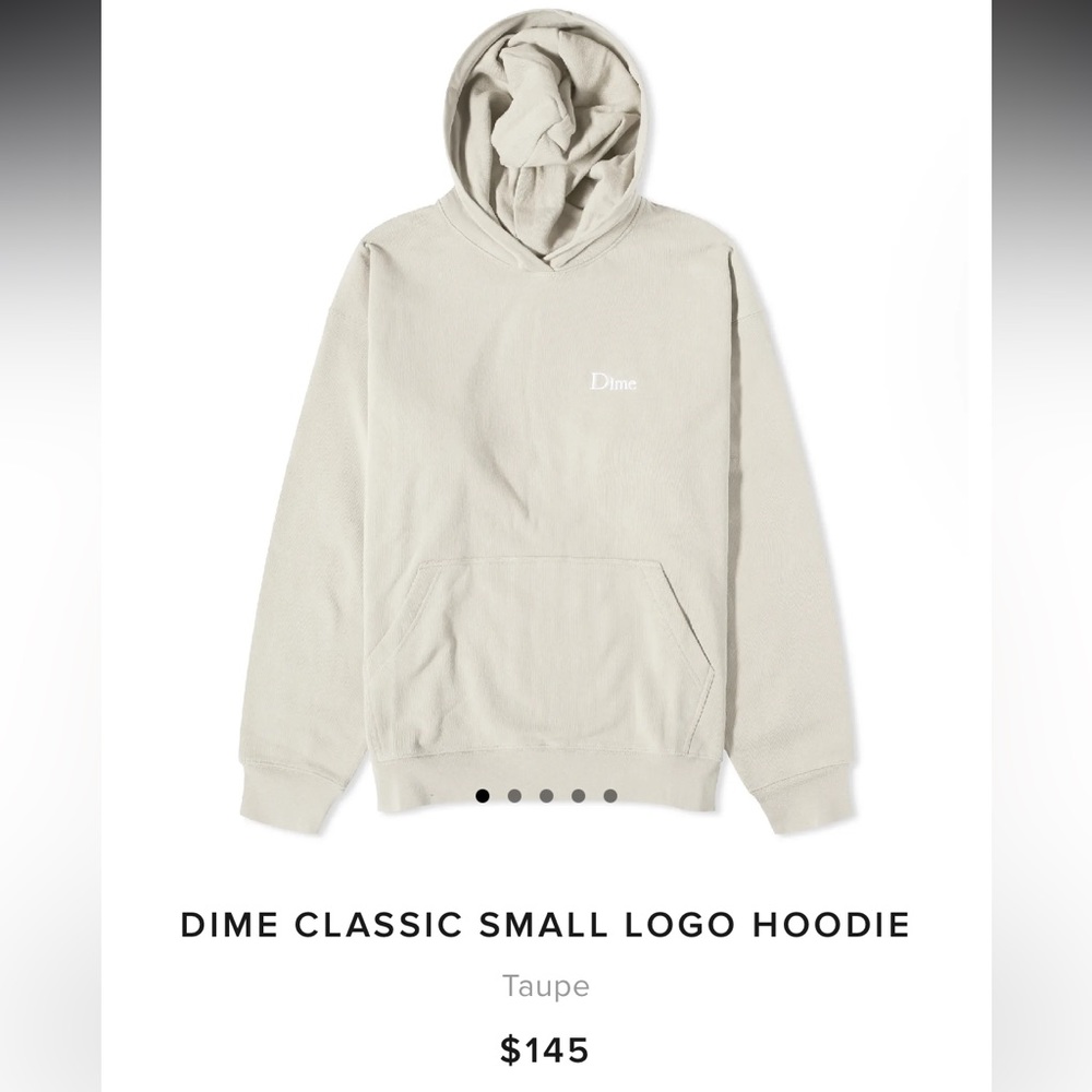 Dime MTL classic small logo hoodie in taupe